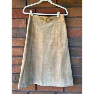CELINE Leather Skirt Triomphe Buckle Archive Vintage A-Line | Brown | EU Size 40